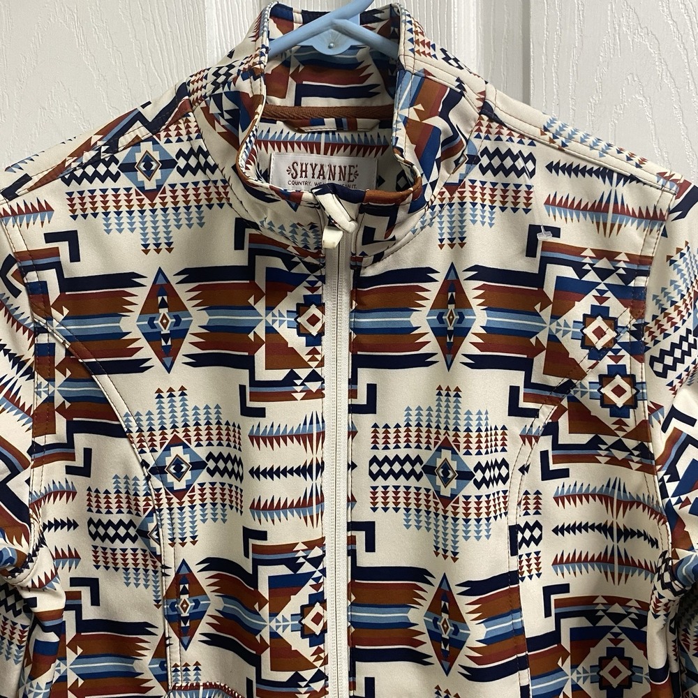 Shyanne Women Aztec Print Jacket Brown Western Cowgirl Coat Ivory/Brown NWT-S - Picture 2 of 9